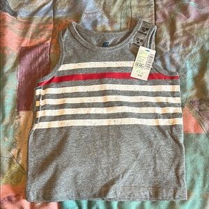 The Children's Place Gray Tank Top with Red and White Stripes